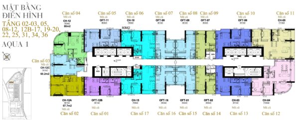 Mặt bằng Aqua 1 Vinhomes Golden River Ba Son - layout chi tiết