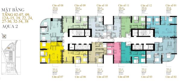 Mặt bằng Aqua 2 Vinhomes Golden River Ba Son - layout chi tiết