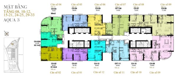 Mặt bằng Aqua 3 Vinhomes Golden River Ba Son - layout chi tiết