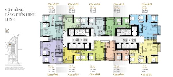 Mặt bằng Lux 6 Vinhomes Golden River Ba Son - layout chi tiết