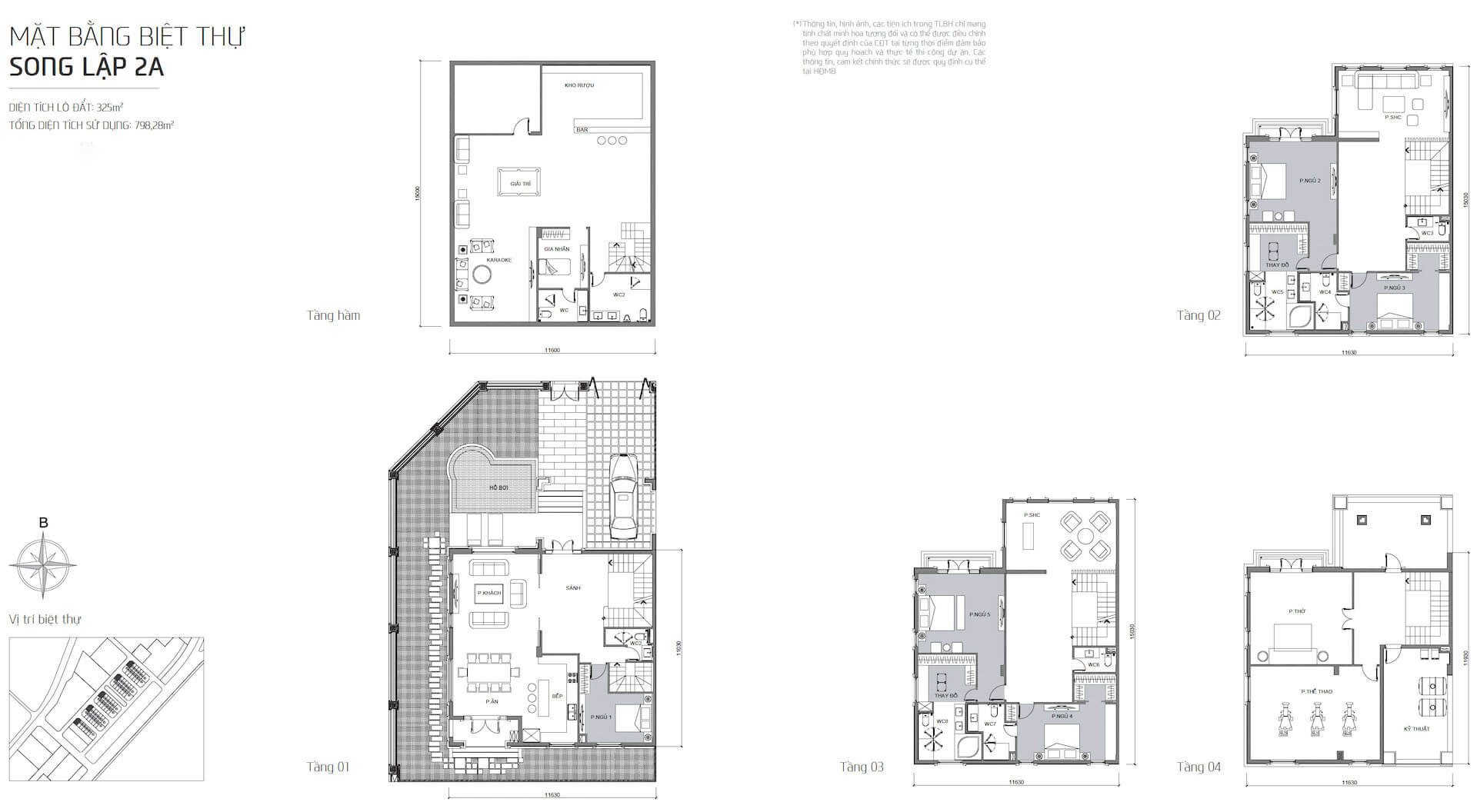 Mặt bằng biệt thự Victoria Vinhomes Ba Son mẫu song lập 2A